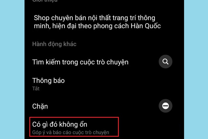 Chọn mục Có gì đó không ổn