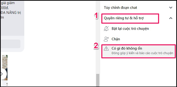 chọn mục Quyền riêng tư & Hỗ trợ (nằm phía bên phải màn hình), nhấn mục Có gì đó không ổn