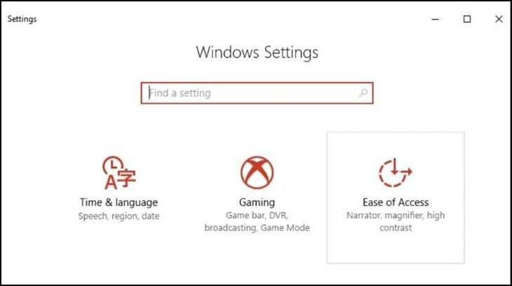 Mở Settings và chọn tiếp biểu tượng Ease of Access