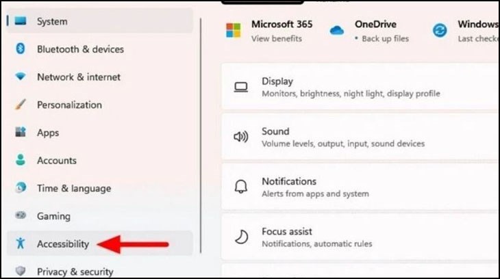 Trong cửa sổ ứng dụng Settings, chọn Accessibility