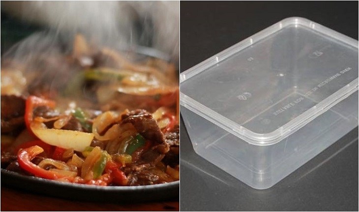 Không nên đựng thực phẩm quá nóng trong hộp nhựa