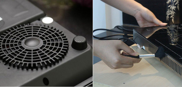Vệ sinh quạt tản nhiệt và khe thoát khí của bếp từ