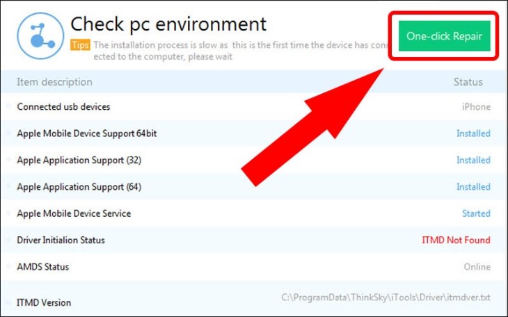 Bạn nhấn vào One-click Repair