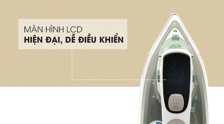 Bàn ủi hơi nước BlueStone SIB-3879 2400W được trang bị màn hình LCD sang trọng, hiện đại hiển thị rõ ràng nhiệt độ và loại vải tương thích