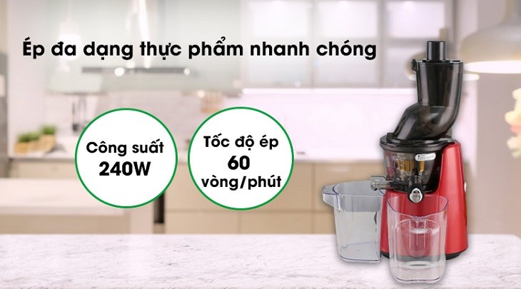 Công suất của máy ép chậm Kuvings E7000 hoạt động mạnh mẽ lên tới 240W