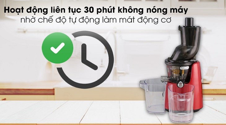 Máy ép chậm Kuvings E7000 có thể hoạt động liên tục trong 30 phút