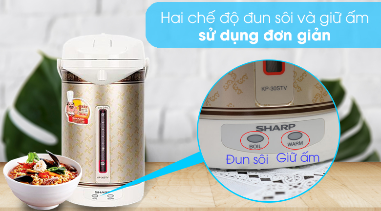 Bình thủy điện Sharp KP-30STV RB 2.9 lít có hai chế độ đun sôi và giữ ấm