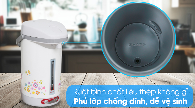 Bình thủy điện Sharp KP-31BTV- CU 2.8 lít có ruột bình bằng thép không gỉ phủ chống dính