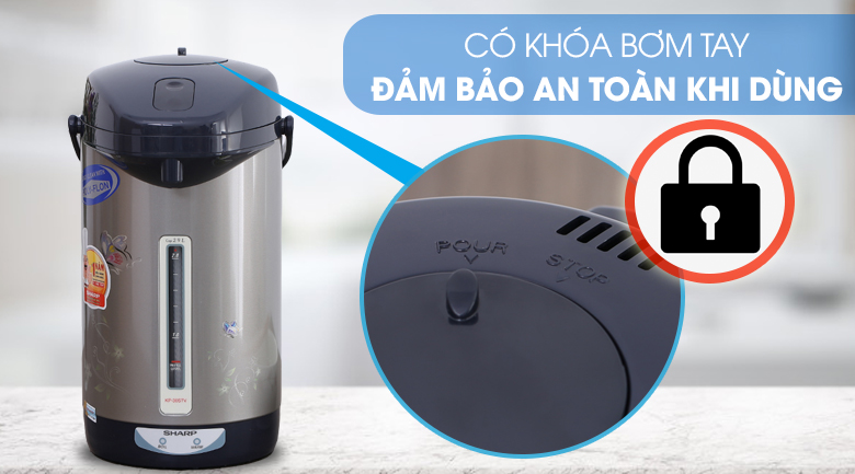 Bình thủy điện Sharp có khóa trẻ em an toàn
