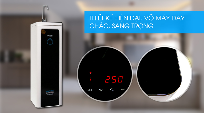 Máy lọc nước RO nóng nguội lạnh Karofi KAD-X68 11 lõi được thiết kế kiểu đứng với vẻ ngoài hiện đại, làm tôn lên vẻ tinh tế của không gian