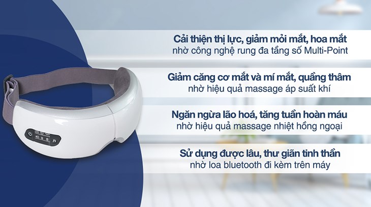 Máy Massage Mắt Fuji Luxury FJ S650 được trang bị công nghệ rung đa tầng số Multi-Point