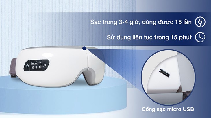 Máy Massage Mắt Fuji Luxury FJ S650 sạc qua cổng USB tiện lợi và nhanh chóng