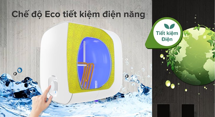 Tiết kiệm điện với chế độ ECO trên Máy nước nóng gián tiếp Atlantic 30 lít 2500W NANTO LITE SWH 30A M-N1