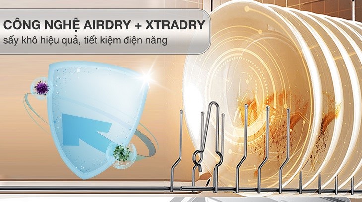 Công nghệ sấy AirDry và XtraDry tiết kiệm điện năng trên máy rửa chén độc lập Electrolux ESF5512LOX