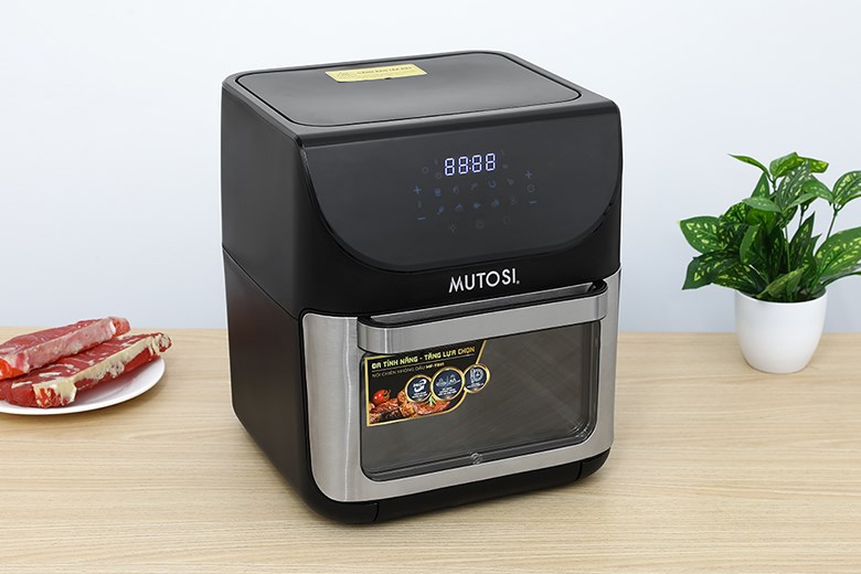 Lò chiên không dầu Mutosi MF-T891 12 lít sở hữu kiểu dáng hiện đại, gam màu đen sang trọng, kết cấu chắc chắn và vững chãi