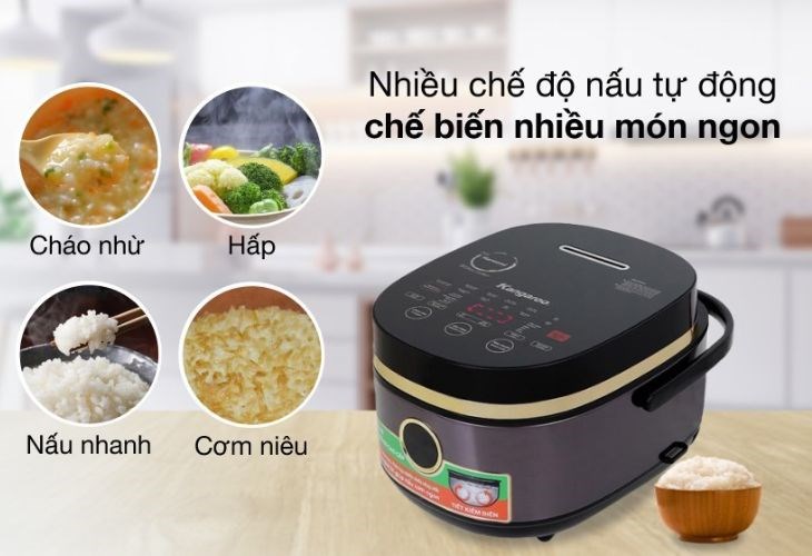 Nồi cơm điện cao tần Kangaroo 1.8 lít KG599N sở hữu tới 15 chế độ nấu khác nhau