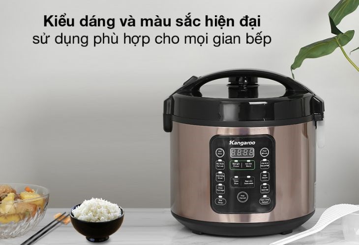 Nồi cơm điện tử Kangaroo 1.8 lít KG18DR6 có thiết kế nhỏ gọn, hiện đại