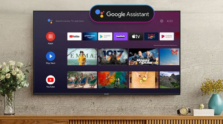 Android Tivi Sharp 4K 55 inch 4T-C55EK2X được tích hợp tính năng tìm kiếm bằng giọng nói tiếng Việt