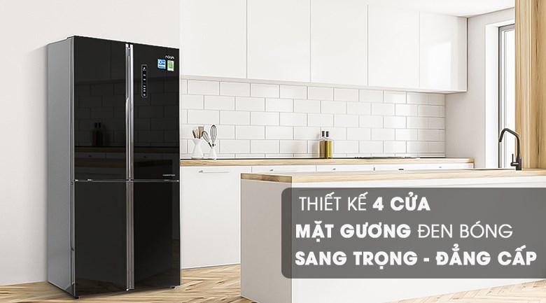 Thiết kế của tủ lạnh tráng gương Aqua Inverter 456 lít AQR-IG525AM GB tạo cảm giác sang trọng, rộng rãi