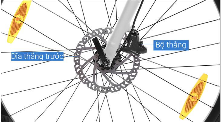 Hệ thống phanh đĩa của xe đạp địa hình MTB Giant Rincon 2 có độ phanh nhạy, đảm bảo an toàn cho người lái