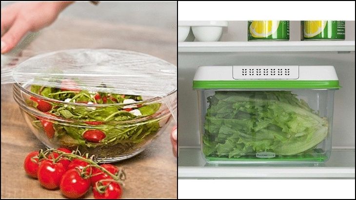 Phân loại và cho rau củ vào hộp đựng chuyên dụng hoặc bọc bằng màng bọc thực phẩm