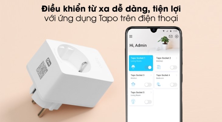 Bạn có thể kết nối ổ cắm điện wifi thông minh 1 lỗ TP-Link Tapo P100 Trắng với điện thoại một cách đơn giản