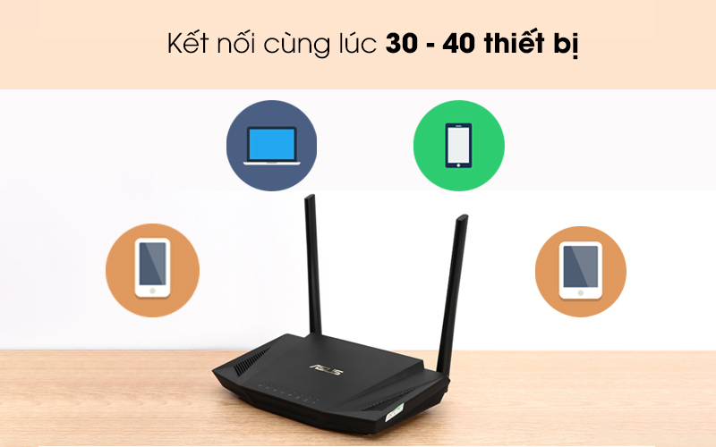 Kết nối đông thời nhiều thiết bị - Router Chuẩn Wifi 6 Băng Tần Kép Asus AX56U Đen