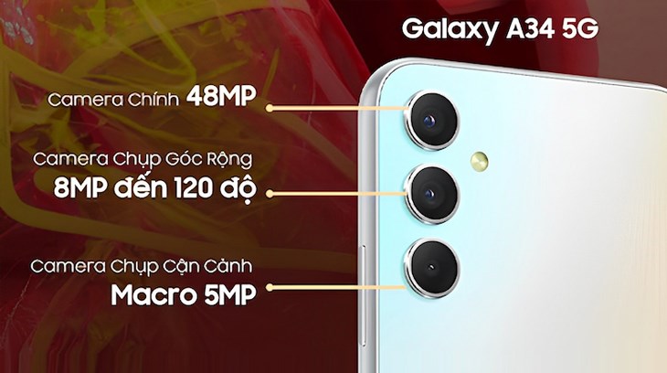 Cụm camera của Galaxy A34 hứa hẹn sẽ mang lại trải nghiệm quay chụp đáng mong đợi