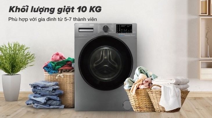 Máy giặt Beko Inverter 10 kg WCV10648XSTM có khối lượng phù hợp với gia đình 5 - 7 thành viên