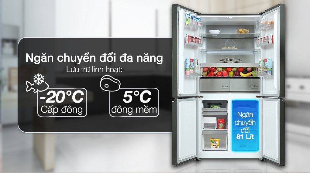 Tủ lạnh Beko Inverter 553 lít Multi Door GNO51651 được thiết kế có các hộc ngăn kéo để dễ dàng bảo quản thực phẩm tươi sống và tránh làm lẫn mùi