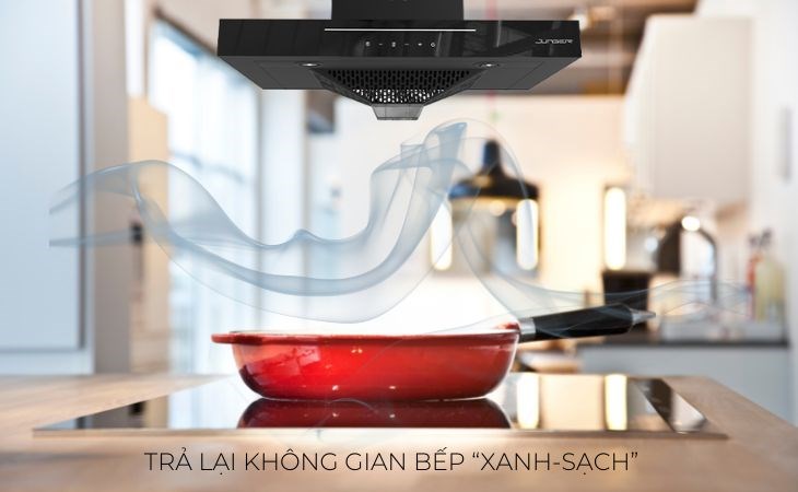 Công suất máy hút mùi âm tủ Junger HRJ-701 lên đến 1000m3/h giúp hút sạch mùi và khói nhanh và hiệu quả nhất