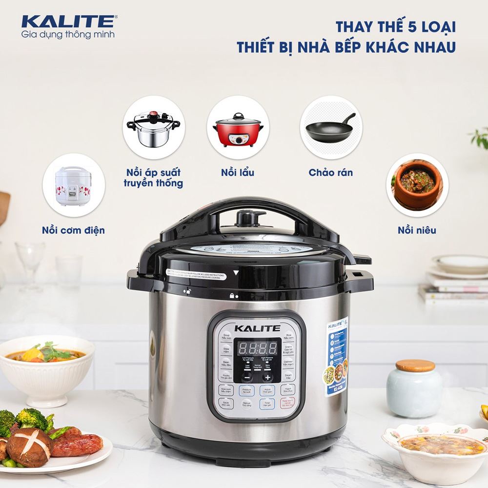Nồi áp suất điện Kalite KL-636 6 lít có thể thay thế 5 thiết bị bếp, là giải pháp đầu tư thông minh, tiết kiệm cho gia đình