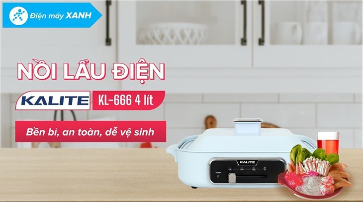 Nồi lẩu điện Kalite KL-666 4 lít đa chức năng sử dụng nấu lẩu, chiên nướng, làm bánh tiện dụng