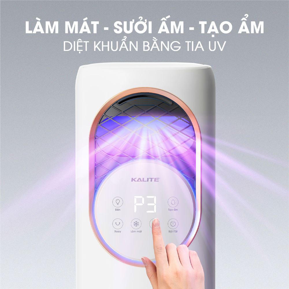 Quạt điều hoà Kalite KSA368 60W giúp loại bỏ vi khuẩn và mầm bệnh trong không khí nhờ công nghệ khử khuẩn UV