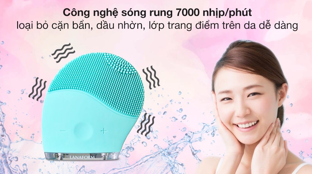 Máy rửa mặt và massage Lanaform Lucea LA13130806 sử dụng công nghệ sóng rung giúp người dùng loại bỏ cặn bẩn, dầu nhờn sạch sẽ