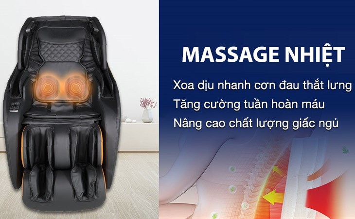 Ghế Massage Poongsan MCP-141 được trang bị công nghệ massage nhiệt giúp tăng cường tuần hoàn máu, đem lại cho bạn giấc ngủ ngon hơn