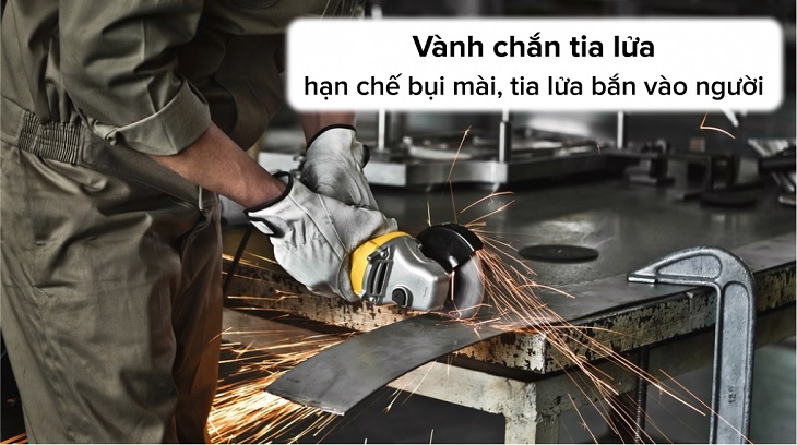 Máy mài thiết kế vành chắn tia lửa hạn chế bụi mài