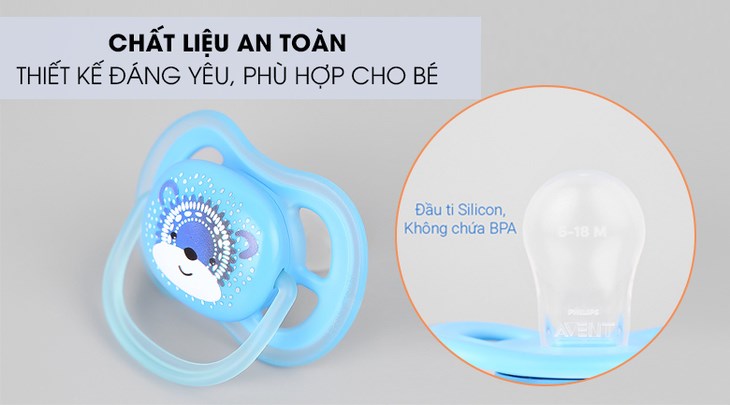 Ti giả Philips Avent SCF542/12 có đầu ti được làm từ silicon, an toàn cho sức khỏe của bé