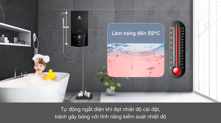 Hệ thống an toàn động bộ TSS trên máy nước nóng trực tiếp Ariston - Rơ le nhiệt kép chống bỏng