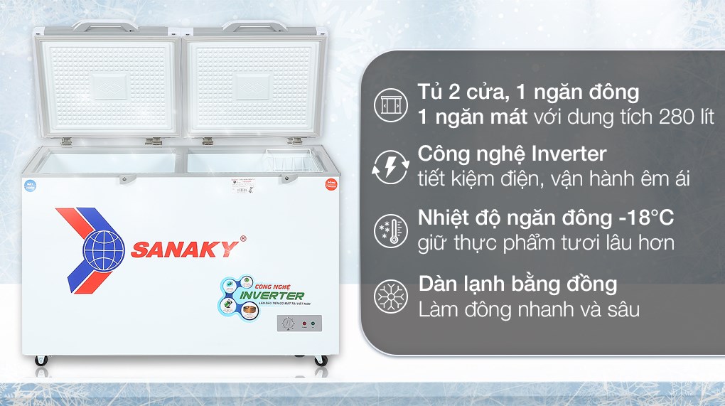 Tủ đông Sanaky Inverter 280 lít TD.VH4099W4K làm lạnh nhanh chóng