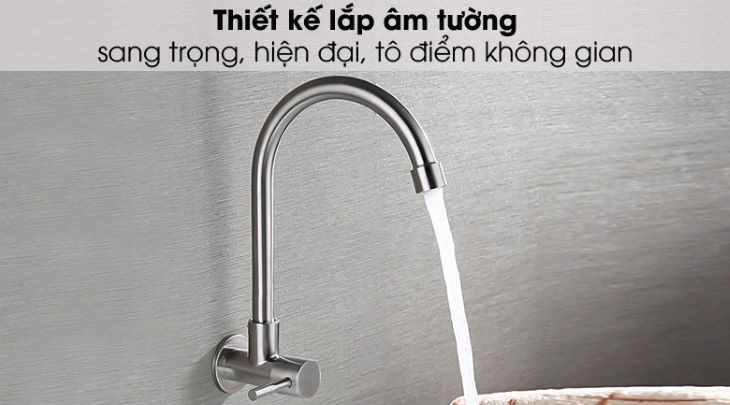 Vòi rửa chén tăng áp inox 304 Eurolife EL-RC08 với thiết kế đơn giản, tinh tế, có thể lắp âm tường gọn gàng, sang trọng, tô điểm không gian bếp của bạn