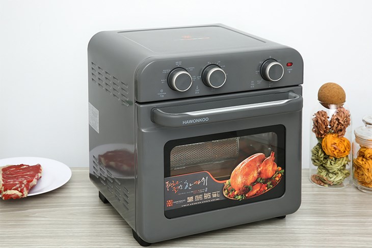 Lò chiên không dầu Hawonkoo AFH-180-GR 18 lít có công suất cao 1200 - 1400W giúp thức ăn chín nhanh