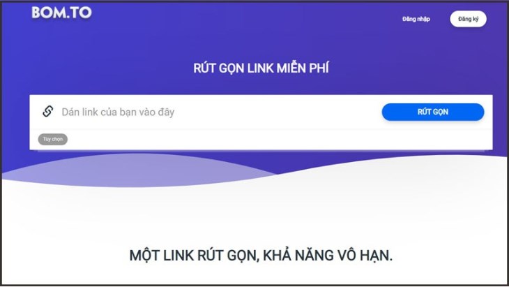 Bom.to có giao diện rút gọn link đơn giản