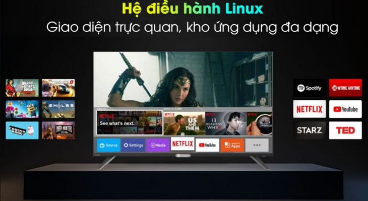 Smart Tivi Casper 43 inch 43FX6200 sử dụng hệ điều hành Linux