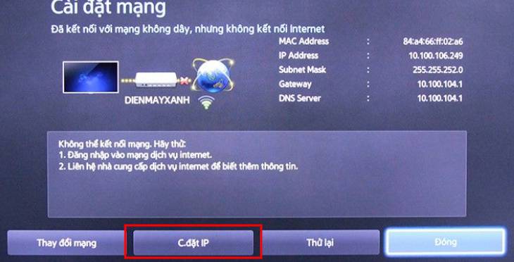 Bạn chọn vào ô Cài đặt IP