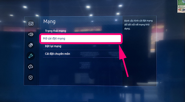 Chọn Cài đặt mạng