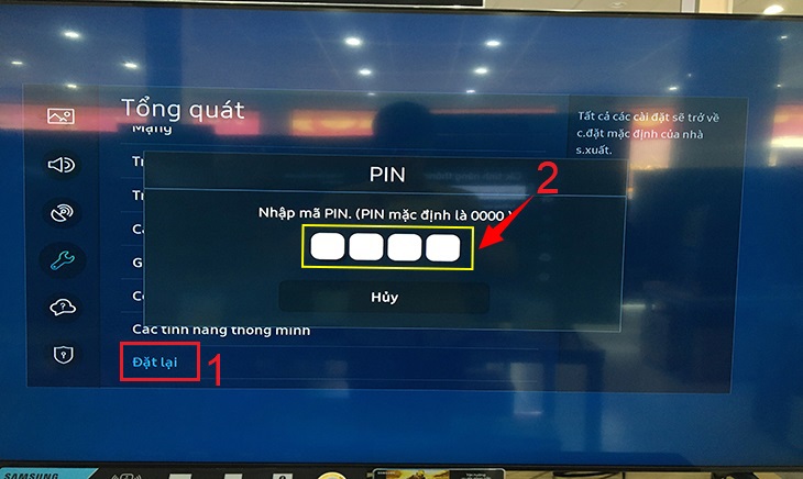 Chọn Đặt lại sau đó Nhập mã PIN
