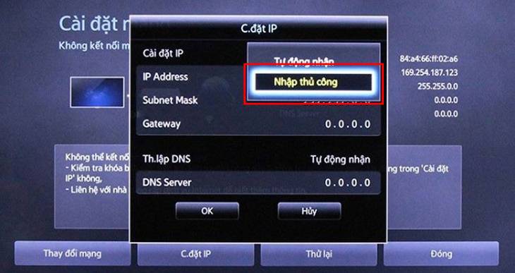 Chọn Nhập thủ công