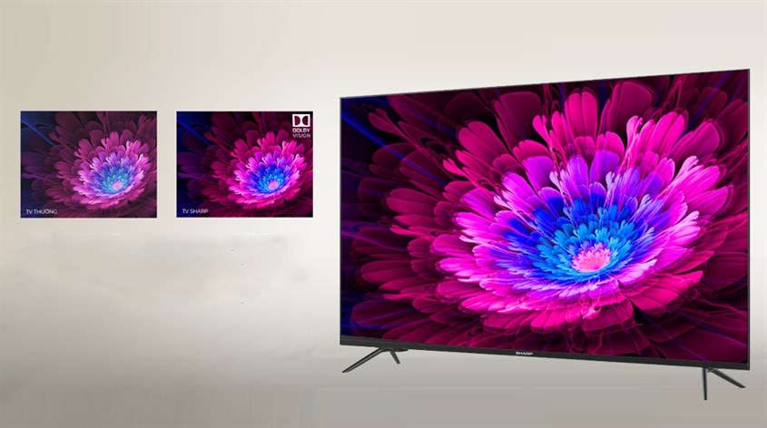 Android Tivi Sharp 4K 50 inch 4T-C50EK2X có thiết kế màn hình tràn viền, tinh tế