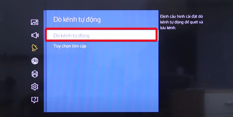 Cách nhận biết tivi hỗ trợ DVB-T2 tại mục cài đặt tivi